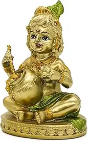 Hindu God Baby Krishna Statue - Indian Small Krishna Idol Figurine Home Office Mandir Temple Pooja Item India Murti Buddha Religious Gifts Lord Krishna Sculpture