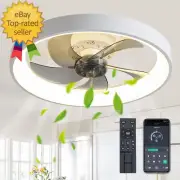 19.7'' Ceiling Fans with Lights and Remote Low Profile Ceiling Fan Flush Mount