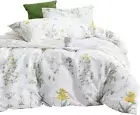 Botanical Quilt Cover Set - 100% Cotton Floral Bedding, Queen Size, 3pcs