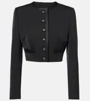 [Dolce & Gabbana] Dolce & Gabbana Cropped wool-blend jacket AU 16 black