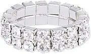 [khim center shop] K9 Elastic Silver Tone 2 Row Rhinestone Toe Ring Bridal Jewelry by Khim, 6, Silver
