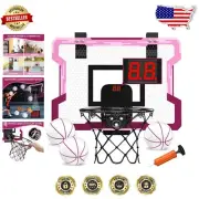 Durable Pink Mini Basketball Hoop with Scoreboard - Perfect for Home & Office