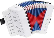 uxcell Accordion 10 Keys Button Accordion Mini Musical Instrument Gifts for Adults Beginners Educational, White