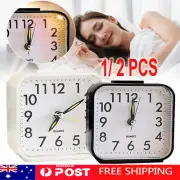 1/2Pack Alarm Clock With Night Light No Tick Snooze Silent Small Bedside Clocks