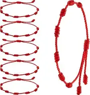 [WILLBOND] 6 Pieces Red String Bracelets Red Cord Bracelet Adjustable Red Knot String Bracelet Amulet for Protection, Evil Eye and Good Luck