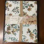 Shabby Chic Leaf Floral Print Cotton Tablecloth Scallop 60 X 84 Rectangle Green