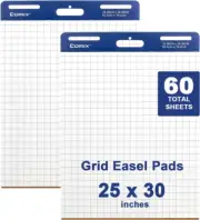 Grid Sticky Easel Pad, 25 X 30 Inches Flip Chart Paper for Teachers, Large Self-