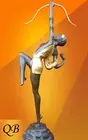 BRONZE FIGURINES DIANA THE HUNTRESS ART DECO SCULPTURE STATUE GOLD PAINTE FIGURE