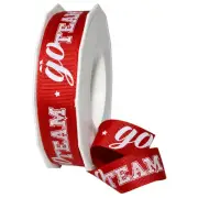 Morex Go Team Ribbon, Double Face Satin, 7/8 inch by 20 Yards, Red