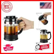Glass Teapot Tea Kettle with Removable Infuser and Heat Resistance Base for M...