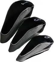 Andux Golf 460cc Driver Fairway Wood Club Head Covers with Zipper Closure Set of 3