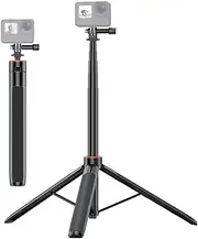 Selfie Stick Tripod for Action Camera 54 Inch Extendable 2-in-1 Aluminum Alloy Stand for Photography