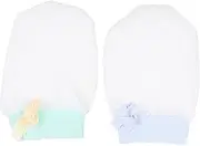 [DEARMAMY] 2Pairs Newborn No Scratch Ice Silk Gloves Ant Scratch Mittens for Boy Girl Spring Summer Hand Protectors and Soft and Breathable Mittens