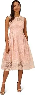 [Adrianna Papell] Women's Embroidered Midi Fit and Flare