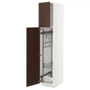 METOD high cabinet with cleaning interior, white/Sinarp brown, 40x60x200 cm
