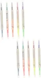 DOITOOL 2sets 5pcs Double Head Highlighter Pens Colorful Student Markers for Smooth Writing for Note Taking and Creative Projects Includes and Chisel Tips 5pcs*2