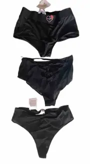 Savage X Fenty Panties Lot 3 - High Rise Boyshorts, Mesh Briefs Bikini Thong M