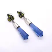 925 Sterling Silver Tanzanite & Peridot Gemstone Handmade Jewelry Stud Earring