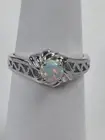 0.32 Ct Ethiopian Opal Solitaire Ring 925 Solid Sterling Silver