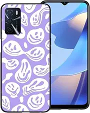 [zaztify] Phone Case for Oppo A16s/A16/A54s/A55 5G/A53s 5G/A54 4G/A55 4G, Pastel Purple White Funny Trippy Dripping Smile Melted Hippie Smiling Skull Ghost Face Shockproof Thin Soft Cover Shell