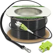 YUTIANHOME 30m/100ft OM5 Multimode Armored LC to LC Fiber Optic Patch Cord, 40Gb 100Gb Duplex Wideband MMF Jumper, 50/125, Indoor/Outdoor, LC-LC with Pulling Eye Kit Installed on one end