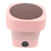 (Pink)6.5L Washing Machine Simulated Hand Washing Foldable Washer Portable AC