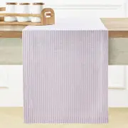 Stripe Linen Table Runner 120 inches Long – 100% Pure Linen Pink and White