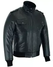 Motorcycle Jacket Sven Bomber Waxed Premium Cowhide Vance Leather VL551B