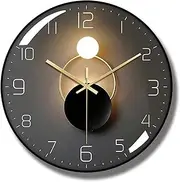 Qiccijoo Wall Clock,3D Curved Glass Large Wall Clock,12-inch Silent Non-Ticking Round Classroom Clock, Battery Operated Easy to Read Decorative Wall Clocks,Stylish Kitchen Wall Clock(Black)