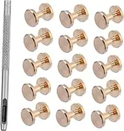 OSALADI 16pcs/Set Pure Copper Binding Screws DIY Belt Fasteners Rivets Bookbinding Craft Wallet Brass Screws for Air Hole Punch