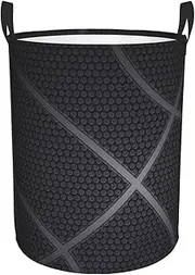 [AFHYZY] Black Laundry Hamper Collapsible Laundry Baskets with Handles Dirty Foldable Clothes Basket Easy Carry Laundry Bag Round Storage Basket Waterproof for Blanket, Bedroom, Bathroom (M) -Basketball