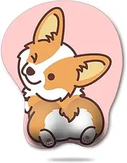 HAOCOO Ergonomic Pink Mouse Pad with Wrist Support,Non-Slip Backing Corgi Anime Cute Gel Mouse Pad Wrist Rest, Easy-Typing and Pain Relief for Gaming Office Computer Laptop(Pink Cute Corgi)