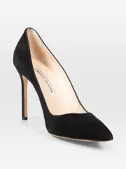 Black Pointed Toe Suede Heels