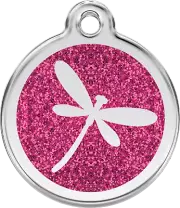 Stainless Steel Red Dingo Dragonfly Hot Pink Dog ID Charm Tag Small Medium Large