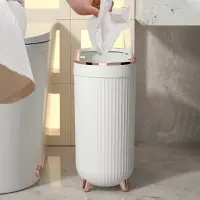 在飛比找樂天市場購物網優惠-衛生間垃圾桶夾縫帶蓋廁所家用輕奢窄小型密封筒客廳臥室浴室紙簍
