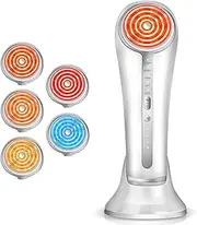 Microcurrent Facial Device, Facial Massager, 6 in 1 Home Use Skin Tightening Machine Light Therapy for Face Eye Neck Lifting, White