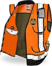KwikSafety (Charlotte, NC) GODFATHER (Cushioned Collar) Class 2 ANSI OSHA High Visibility Safety Vest 9 Pockets Reflective Tape Heavy Duty Zipper Mesh Hi Vis Construction Men Women Yellow Orange