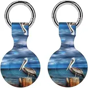 2PCS for Pelican Sea Sky Air Tag Holder Case Waterproof & Shockproof Anti-Scratch Protective Air Tag Cover with Keychain Ring Silicone Tags Holders for Luggage, Backpack, Keys, Pet