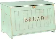 HOMEKOKO Large Wood Bread Box for Kitchen Counter, Retro Design Single Layer Bamboo Large Capacity Food Storage Bin (Mint Green)