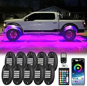 10Pods Segmented RGB LED Rock Lights Kit with APP/RF Remote Control, Underglow Lights Multi Zone Neon Exterior Lights Multicolor 12v Waterproof for Truck Accessories Jeep UTV ATV Golf Cart Offroad SXS