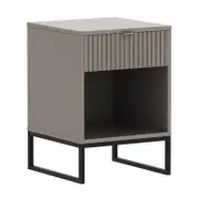 Sarantino Elton Fluted Grey Bedside Table Night Stand Cabinet Storage Chest