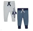 Gerber Baby Boy 2-Pack Organic Cotton Navy/Gray Rocket Ship Pants Size 3-9M