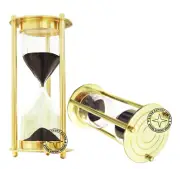 Brass Small Sand Timer Hour Glass Sand Glass Clock 4 Inch Best For Gift Black