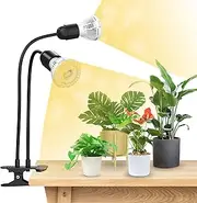 SANSI Plant Lamp 20 W Full Spectrum Growth Lamp, Strong Grip Clip Fixed, 360° Gooseneck, Suitable for Indoor Plant Growth, Garden, Greenhouse, with 2 E27 Plant Growth Lamps, Metal