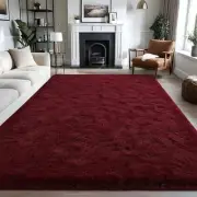 Litopyo Soft Rugs for Bedroom Fluffy Carpets, Indoor 6x9 Feet Burgundy Red
