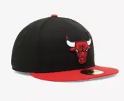 Chicago Bulls Men’s Fitted HAT Size 7 1/4 New Era Alt 2 Tone 59FIFTY Black&Red