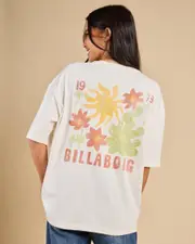 [Billabong] Billabong Women's Hot Haze Oversized T-Shirt in Salt Crystal Blue Size Large L Salt Crystal Blue