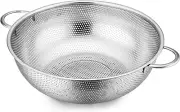 E-Far 5-Quart Stainless Steel Colander, Micro-Perforated Metal Colander Strainer