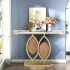 High-end Real Stone Console Table Glam Leaf Designed Hallway Entryway Furniture