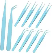 Operitacx 10pcs Craft Tweezers Stainless Steel Sticker Tweezers Small Jewelry Making Tools For Cardmaking Scrapbooking Stickers Model Straight And Curved Tip